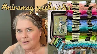 Flosstube #10 (2024) MiraMay! Weeks 2 & 3 with a WIP, a freebie finish and a mermaid!