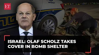 German Chancellor Olaf Scholz takes cover in bomb shelter after Israeli Iron Dome intercepts rockets