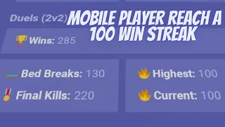 Mobile Player Reached A 100 Win Streak In Roblox Bedwars!