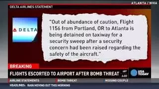 Planes escorted to Atlanta airport after bomb threat