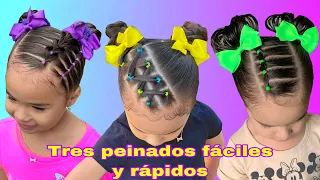 3  INCREÍBLES PEINADOS FÁCILES BONITOS Y RÁPIDOS PARA NIÑAS/PEINADOS PARA BEBÉS