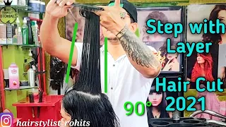 Step with Long Layered Haircut 2021 / 90 Degree Haircut/ multi Layer haircut /step by step/ easy way