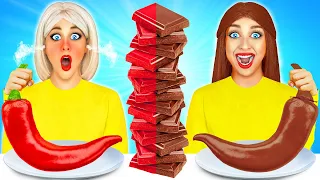 Tantangan Makanan Asli vs Makanan Cokelat | Tantangan Lucu oleh Multi DO Challenge