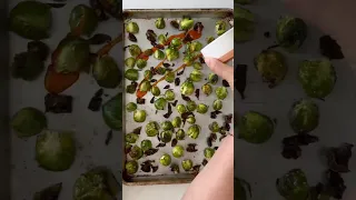 Honey Sriracha Brussels Sprouts with mint & cilantro - full recipe link in comments!