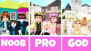 ROBLOX NOOB vs PRO vs GOD FAMILY HOUSE in BLOXBURG