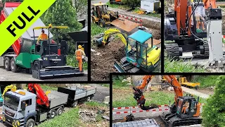 Road reconstruction, RC Excavator Hitachi ZX135US, Yanmar B37V, Voegele Finisher, multilift, FULL