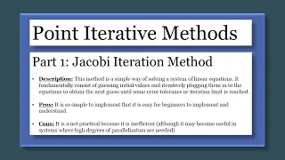 Point Iterative Methods pt.1: Jacobi method