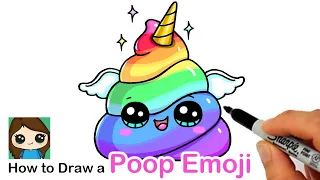 How to Draw a Unicorn Rainbow Poop Emoji Easy