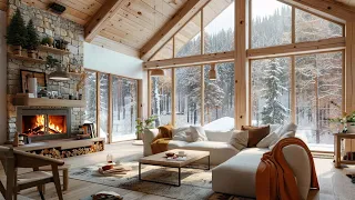 Winter Season Ambience | Cozy Cabin with Fireplace & Snow Sounds for Hyperactivity Management