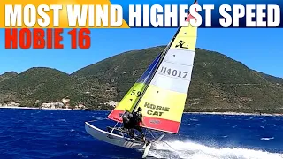 Hobie 16 strongest wind I've ever sailed in  Multi cam with commentary