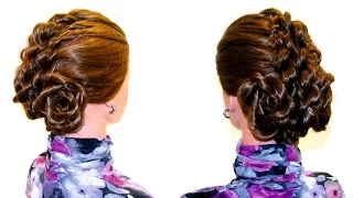 Прическа с плетением. Плетение из жгутов. Прическа пошагово своими руками.Braided updo.