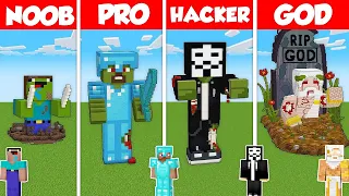 ZOMBIE STATUE HOUSE BUILD CHALLENGE - Minecraft Battle: NOOB vs PRO vs HACKER vs GOD / Animation