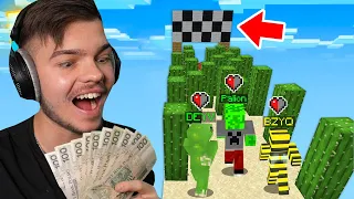 KTO PIERWSZY PRZEJDZIE WYŚCIG MAJĄC PÓŁ SERCA w Minecraft WYGRYWA 1000ZŁ!