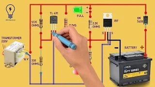 A Simple Battery Charger Circuit Diagram for 12V Battery/Auto cut of 12 volt battery charger circuit