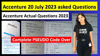 🔴Accenture 20 July 2023 Complete paper Solution | Accenture Pseudo code Actual Question