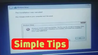 Windows cannot install required files - How to fix Windows setup error!
