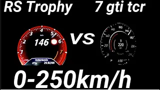 Renault Megane RS Trophy 300hp vs VW Golf 7GTI TCR 290 HP Acceleration Sound 0-250 100-200km/h