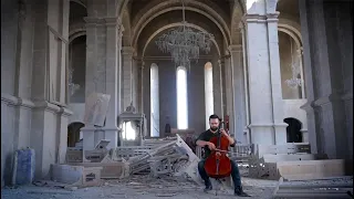 Sevak Avanesyan performs "Krunk" at the recently bombed Church in Shushi (Artsakh)