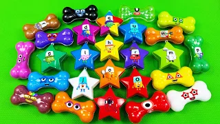 Numberblocks & Alphablocks - Finding Rainbow Slime Mix in Star, Bone Coloring, Satisfying ASMR Video