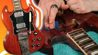 BRUTAL Gibson SG Neck Break Repair (Part 2) | Axe From The Grave