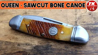 Queen Sawcut Bone Canoe Pocket Knife QN013