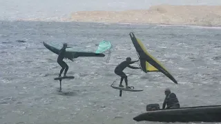 Wingsurf camp in chicama peru on the longest wave in the world combined with a perfect wind