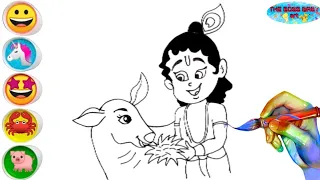 How to Draw Little Krishna step by step | Easy drawing for kids | How to draw lord krishna