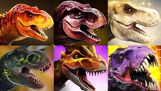 ALL TYRANNOSAURUS REX (REXY) FAMILY TRIBUTE BATTLES!! Jurassic World The Game