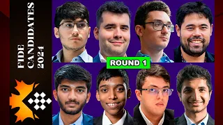 Round 1 | FIDE Candidates Chess Tournaments 2024 | Hikaru, Caruana, Pragg, Firouzja, Gukesh, Nepom..