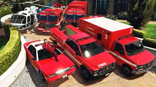 GTA 5 - Stealing Los Angeles Emergency Vehicles with Michael! (Real Life Emergency Vehicles)