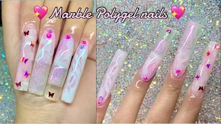 How To: Pink Marble Polygel Nails Easy for Beginners | Nails by Kamin