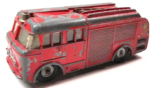 Dinky renovation of the Fire Engine No. 259. Cutting a ladder with a laser. Die-cast model.