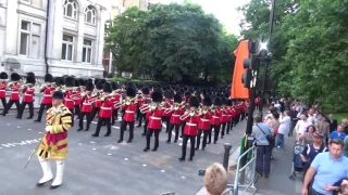 Massed bands of the Guards marching Horse guards parade for Beating Retreat