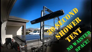 30 SECOND SHOWER TENT INSTALL ON FORWARD FOLD CAMPER TRAILER AIR OPUS