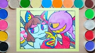 Draw and Coloring The Amazing Digital Circus - Pomni Super Girl is Captured by  Jax - Sand Painting