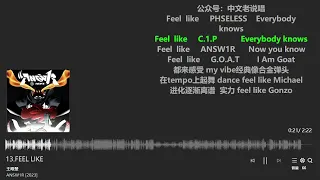 王唯楚#pgone 《ANSW1R》专辑 《FEEL LIKE》Lyric Video