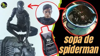 Sopita de spiderman como teñir una figura spiderman traje negro!!!