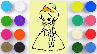 Sand painting & coloring princess girl for kids