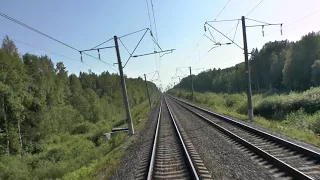 Вид из хвоста поезда - Выезд из Харовска в сторону Коноши