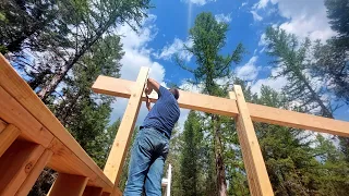 First-time cabin self build. Making the build-up ridge beam for the roof. ComplicatedSimpleLife.