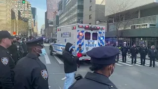 NYPD Escorts Fallen Police Officer Jason Rivera to funeral home / GROUND View