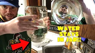 INCREDIBLE Upside Down Water Science Experiment (Water Stays In Jar With No Lid) | L.A. BEAST