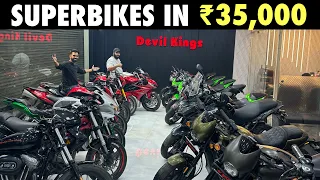 SUPERBIKES IN ₹35,000 | BENELLI, NINJA, Z900, HARLEY | DEVIL KINGS KAROL BAGH | SJ AUTOVLOGS