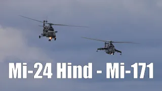 Flypast Training by Czech Mi-24V Hind-E And Mi-171Sh Hip-H [Pori 2022]