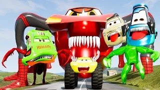 Compilation: Legendary Escape From The Crazy Monster Eater VS Lightning McQueen Beamng Drive #23