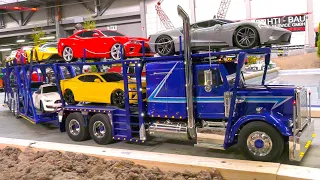 FANTASTIC RC TRUCK CAR TRANSPORT!! HEAVY HAULAGE GRAND HAULER WITH FORD MUSTANG, CAMARO, FORD GT