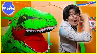 24 Hour Challenge in Giant Box Fort Mazes + Zombies & Giant Dinosaurs