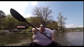 Fat guy sings Moana in a canoe