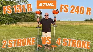 Stihl FS 131R VS FS 240R FOUR STROKE VS TWO STROKE.  #StihlFS131R #StihlFS240R