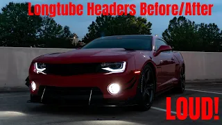 2010 V6 Camaro Long-tube Headers before/after